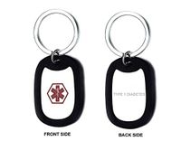 VNOX Men's Women's Medical Alert ID Stainless Steel Dog Tag Identification Keychain Keyring,Type 1 Diabetes