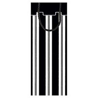 Caspari Awning Stripe Wine & Bottle Gift Bag in Black & White - 1 Each
