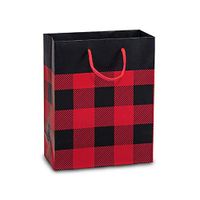 NW Buffalo Plaid Matte Gift Bags - Cub Size - 8x4x10in. - 60 Pack