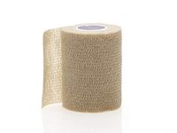 Cohesive Bandage, McKesson, 4 Inch X 5 Yard Standard Compression Self-Adherent Closure Tan NonSterile, 16-3404 - One Single Bandage