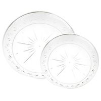 Posh Party Supplies | Sketched Clear Disposable Plastic Dinnerware Combo | 20 Guest Plastic Plate Package | Includes 20 Plastic Dinner Plates & 20 Plastic Dessert Plates