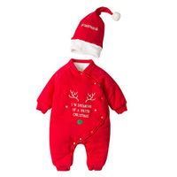 Driuankeji Kids Snowsuit Christmas 2pc Outfit Newborn Infant Baby Winter Warm Jumpsuit Coat + Hat Red