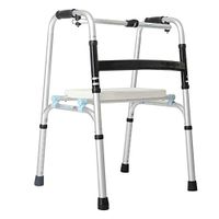ZHPRZD Disabled Walker Walker Elderly Disabled Four-Leg Lightweight Folding Walker and Seat Plate Round-Free Rehabilitation Training