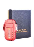 D&S, Dual Arc Flameless Electric Plasma Lighter for Cigarettes Camping and Hiking. Lighter is USB Rechargeable Windproof and Waterproof for All Outdoor Adventure (Red)