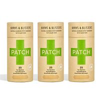 PATCH Eco-Friendly Organic Bamboo Bandage Strips for Burns & Blisters Hypoallergenic Wound Care for Sensitive Skin, Compostable & Biodegradable Latex Free Plastic Free Zero Waste Aloe Vera 25ct(3pack)