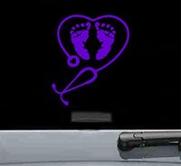 JS Artworks Baby feet Nurse Vinyl Decal Sticker (Purple)