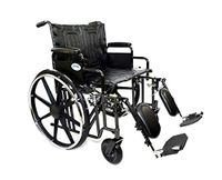Self Propelling Manual 22" Seat Bariatric Wheelchair with Elevating Leg Rest and Dual Axle 500lbs Weight Capacity Detachable Desk Top Arms