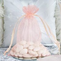 Efavormart 50PCS Blush Organza Gift Bag Drawstring Pouch Wedding Favors Bridal Shower Treat Jewelry Bags - 5"x7"