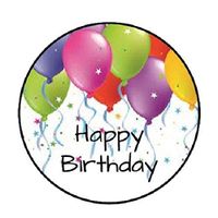 Seleq 1.2" Diameter Happy Birthday Balloons #2 Envelope Seals Round Stickers Set of 48