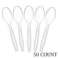 Plasticpro Clear Plastic Tea Spoons Disposable Cutlery Utensils 50 Count