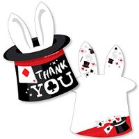 Big Dot of Happiness Ta-Da, Magic Show - Shaped Thank You Cards - Magical Birthday Party Thank You Note Cards with Envelopes - Set of 12
