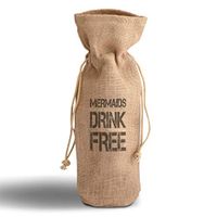 Cotton Custom Wine Gift Bag Mermaids Drink Free Nature Ocean & Beach Housewarming & Party Accessories Jute Burlap Drawstring Design Only