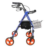 Medical Four Wheel Walker Rollator with Fold Up Removable Back Support with Trigger Release Adjustable Rise Height Elderly Utility Cart for Shopping,Blue