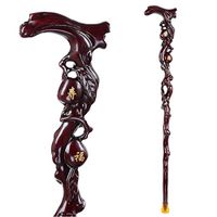 ALXDR Natural Hardwood Walking Sticks with Derby Handle Massage Function Non-Slip Walker Assisting Unisex Rosewood Cane Affordable Noble Gift,Redwood,XS