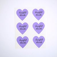 Heartfelt Thanks Stickers by Once Upon Supplies, Heart Shape Envelope Seals and Labels for Thank You Cards, Wedding and Party Favors, 1.5 Inches X 1.5 Inches, Purple, 48 Stickers