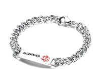 VNOX PACEMAKER Bracelet Stainless Steel Medical Alert ID Bracelet for Unisex 8.5"