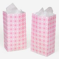 Dozen 10" Paper Pink Polka Dot Goody Bags