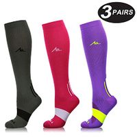 NEWZILL Compression Socks (20-30mmHg) for Men & Women (3-Pair Assort 05, Large)