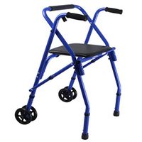 Standard Walkers Walker Aluminum Alloy Old Man Can Sit Folding Walking Aid Accessible Elderly Children's Walker Lightweight Portable Trolley (Color : Blue, Size : 8449cm)
