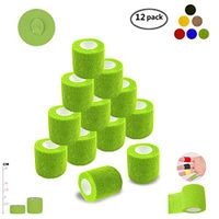 Self Adherent Wrap Tape Medical Cohesive Bandages Flexible Stretch Athletic Strong Elastic First Aid Tape for Sports Sprain Swelling and Soreness on Wrist and Ankle 12 Pack 2Inch X 5Yards(Green)
