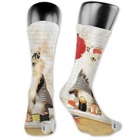 WOWINNER Perfect Dress Socks Funny Novelty Socks Crazy Socks Casual Cotton Sushi Cat Japanese Cute Funny Kitten Crew Socks for Women Men Family Friends