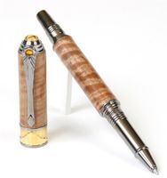 Art Deco Rollerball Pen - Black Titanium and 22kt Gold - Pyinma
