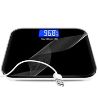 Zhang Xiao Hong Shop Digital Electronic scale human scale health scale rechargeable square portable tempered glass (Color : Black, Size : 302.3cm)