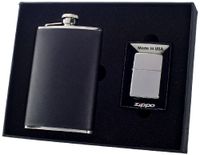 Visol"Ano" Flask and Zippo Lighter Gift Set, 8-Ounce