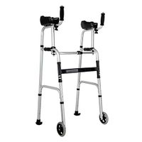 Yadianna Cozy Walking Frames Lightweight Aluminium Walker Folding Adjustable Height with 2 Wheels for Seniors Rollators Non-Slip Walking Stick with Hospital