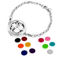 HOUSWEETY Aromatherapy Essential Oil Diffuser Bracelet Locket Jewelry with 11 Refill Pads (Engraving)