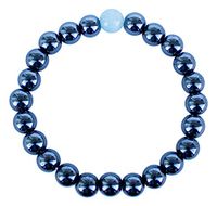 Meditation Collection Alaskan Magnetic Therapy Hematite & Glacial Water Cleansed Aquamarine Stretch Bracelet. Responsibility Band. Clarity of Communication and Confidence. Black Diamond Ezina Designs