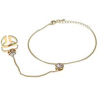 Lady Fashion Punk Jewelry Women Rhinestone Crystal Gold Plated Ring Bracelet CHI Cute Stylish Trendy Charms Accesories Jewerly Best Accessories