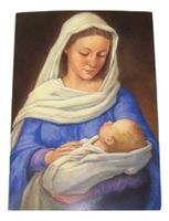 Religious Christmas Cards ~ Set of 16 Cards and Envelopes (Madonna and Child, Peace Joy and Many Blessings)