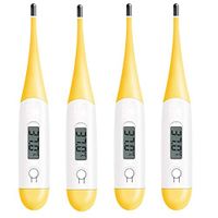 Best High Precision Thermometer for Fever Test with Flexible Tip, LCD Digital Body Temperature Accurate & Fast Reading Oral Cavity, Rectum, Armpit Thermometer for Baby, Child & Adult (4 Pcs, Yellow)