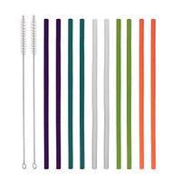 Malier Reusable Silicone Drinking Straws - Regular Durable Flexible Straws, Extra Long for 30 oz and 20 oz Tumbler Yeti with 2 Cleaning Brush & 1 Storage Pouch - 10 straight