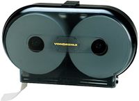 vonDrehle 3253 Jumbo Roll Twin Jr. Commercial Bath Tissue Dispenser, Smoke, 9" Diameter Roll Size, 3.3" Core Size, Approx Dimensions: 21" x 12" x 5", Stylish Attractive Design