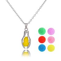 Aromatherapy Essential Oil Diffuser Necklace Love Hold Hands Pendant with 6 Balls