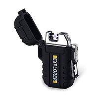 Topwan Lighter Double Arc Plasma Mini USB Waterproof Electric Lighter Windproof Lighter for Outdoor Adventure (Black)