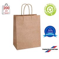 CreativePaper 200pcs 11x8.6x11" Kraft Paper Bags with Handles for Party Wedding Shopping (200, X-Large)