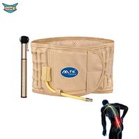 Physio Decompression Back Belt- Lower Back Brace- Back Pain Relief- Lumbar Support Belt Back Massager- Inflatable Waist Belt Traction Device- One Size for Less Than 51 Inches Waist (Khaki)