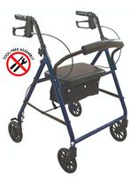 Deluxe Folding Rollator, Walker with Wheels, Premium Padded Seat, and Storage in Blue