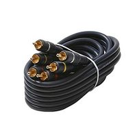 12' FT 3 RCA Male Cable Composite Python Audio Video Gold Shielded Stereo Home Theater Plate Connectors Blue Audio Video Stereo RCA Composite Cable