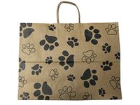 Dog Print Bags, Extra Large Kraft Paper Gift Wrap Shopping Bags, (Vogue Size 16W x 12H x 6), 25 Bags, Made in USA