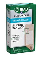 CURAD Truly Ouchless Extra Large Silicone Bandages, Flexible Fabric, 8 count