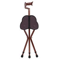 GZYYY Canes Stool for Men and Women Fashionable Collapsible Walking Cane with Seat Attached Three Tips Prongs Heavy Duty Adjustable Folding Light Weight with Lights and T Handle Aluminum (Brown)