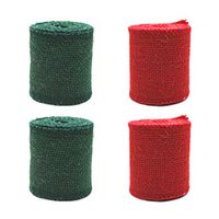 Heallily 4pcs Christmas Party Burlap Ribbon Colorful Vintage Wide Natural Jute Burlap Wired Ribbon Rolls Rustic Gift Wrapping for Christmas Wedding Fall Birthday Decor