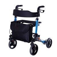TYJ-USA Elderly Walker Elderly with Handbrake Collapsible Walker Walker Four Wheels Shopping Cart Wheelchair Thicken Safety and Stability (Color : Blue, Size : 7566cm)
