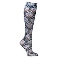 Celeste Stein Mild Compression Knee High Stockings, Wide Calf - Grey Art Nouveau