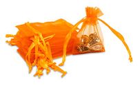 TheDisplayGuys 100-Pack 2x3 Orange Sheer Organza Gift Bags with Drawstring, Jewelry Halloween Candy Treat Wedding Party Favors Mesh Pouch