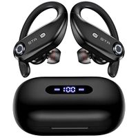 Bluetooth Headphones 4-Mics Clear Call 100Hrs Playtime with 2200mAh Wireless Charging Case Stador Wireless Earbuds Sweatproof Waterproof Over Ear Earphones for Sports Running Workout Gaming Black